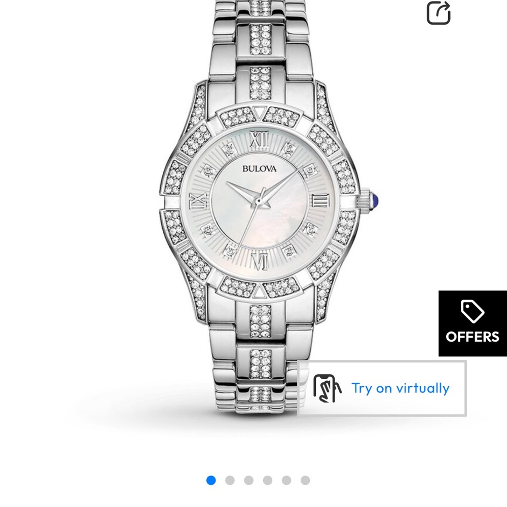 Bulova Women's Silver and White Crystal Watch